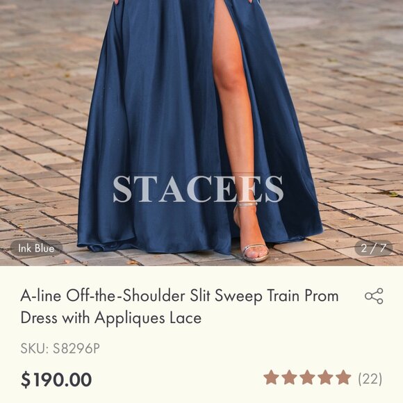 Stacees Strapless Midnight Blue Gown - Picture 1 of 11
